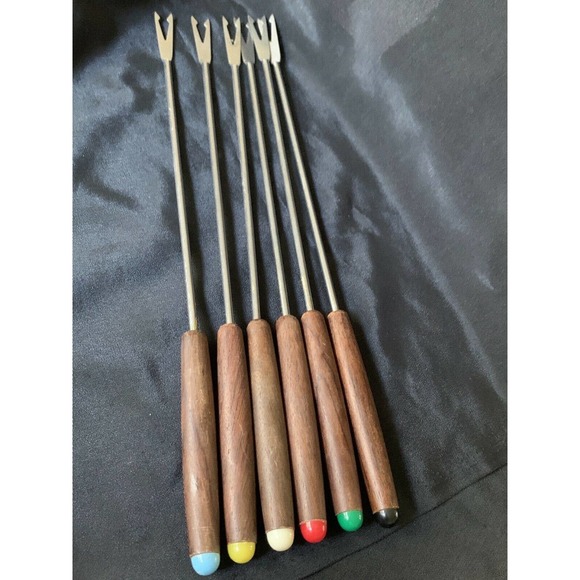 Vintage Set of 6 Fondue Forks Stainless Steel - Picture 2 of 6
